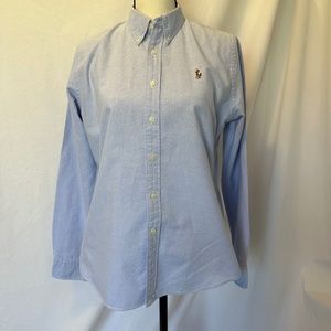 Ralph Lauren Sport Blue Oxford Button Down Shirt Slim Fit Size 12